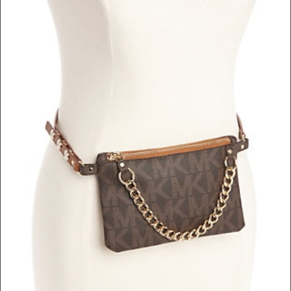 Authentic Michael Kors Signature Belt Bag in Brown